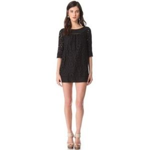 Ella Moss Black Heidi Eyelet Mini Dress SM